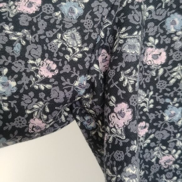 Vintage wool cotton blouse top made in Canada blue grey purple floral Sm… - Picture 7 of 15